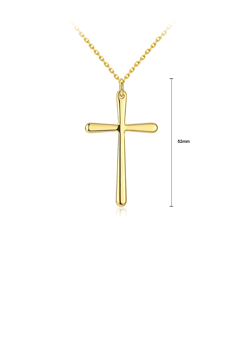 Fashion Simple Plated Gold Cross Pendant with Necklace