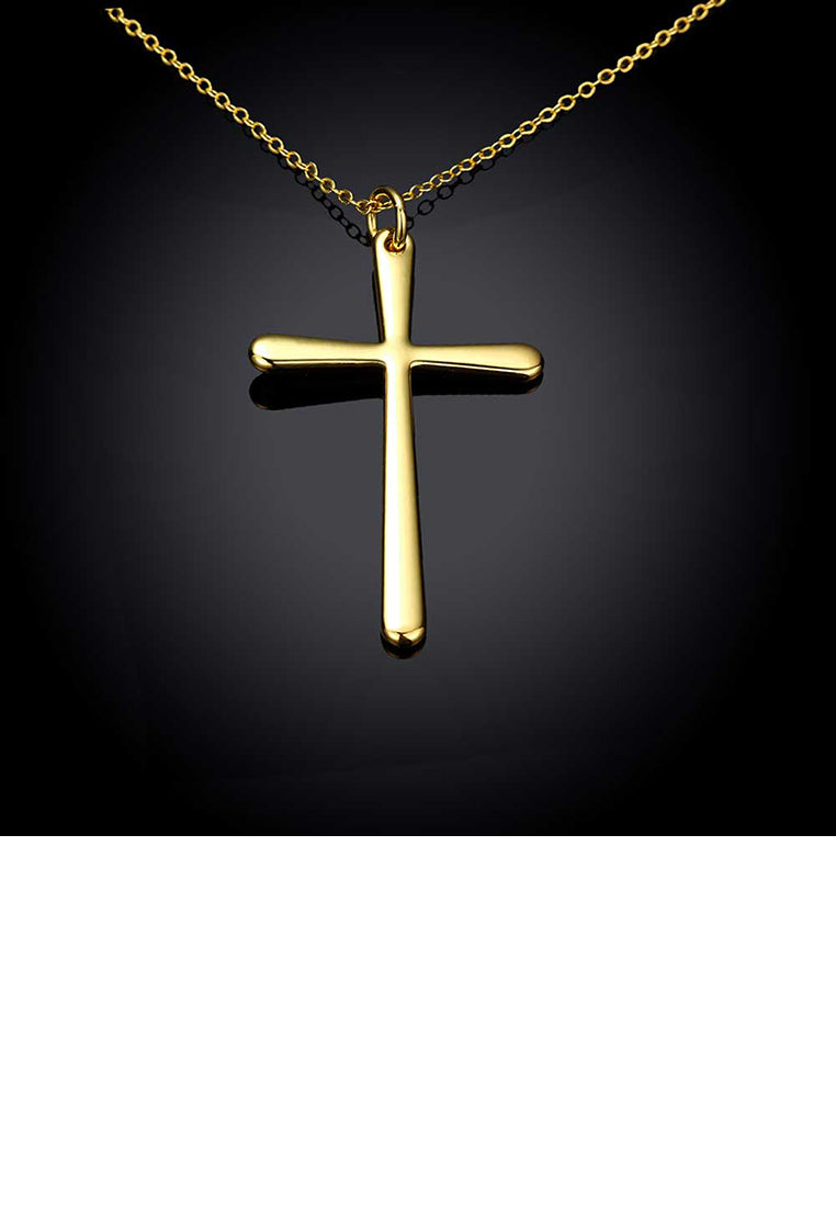 Fashion Simple Plated Gold Cross Pendant with Necklace