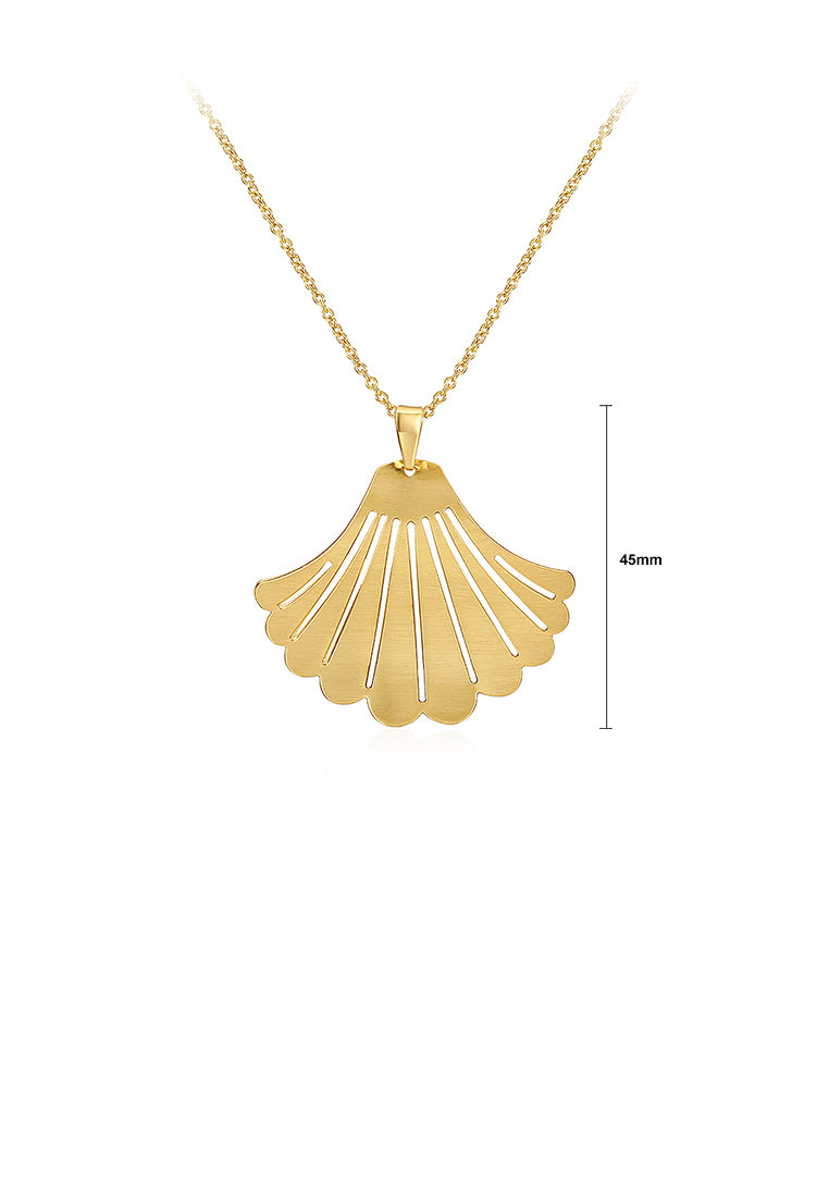 Simple Gold Fan Pendant with Necklace