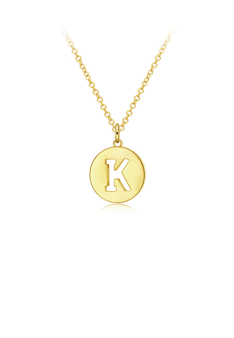 Fashion Simple Plated Gold Round Letter K Pendant with Necklace