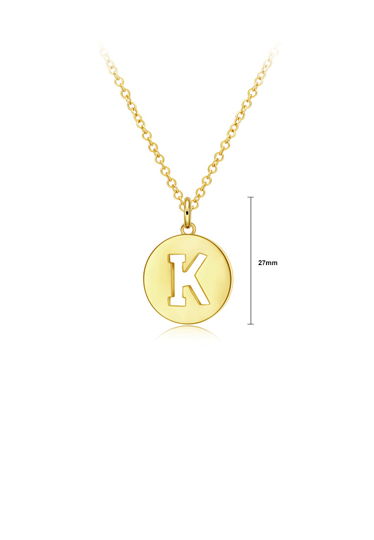 Fashion Simple Plated Gold Round Letter K Pendant with Necklace