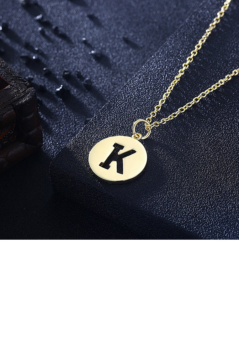 Fashion Simple Plated Gold Round Letter K Pendant with Necklace