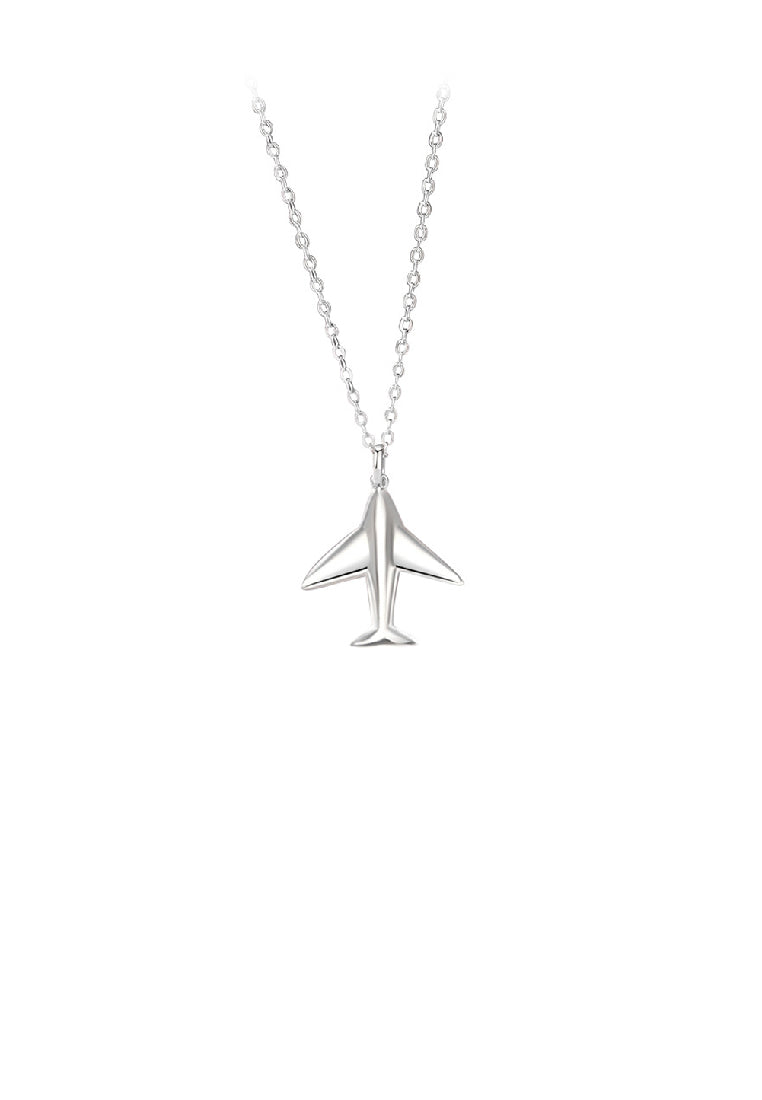 925 Sterling Silver Simple Fashion Airplane Couple Pendant with Necklace