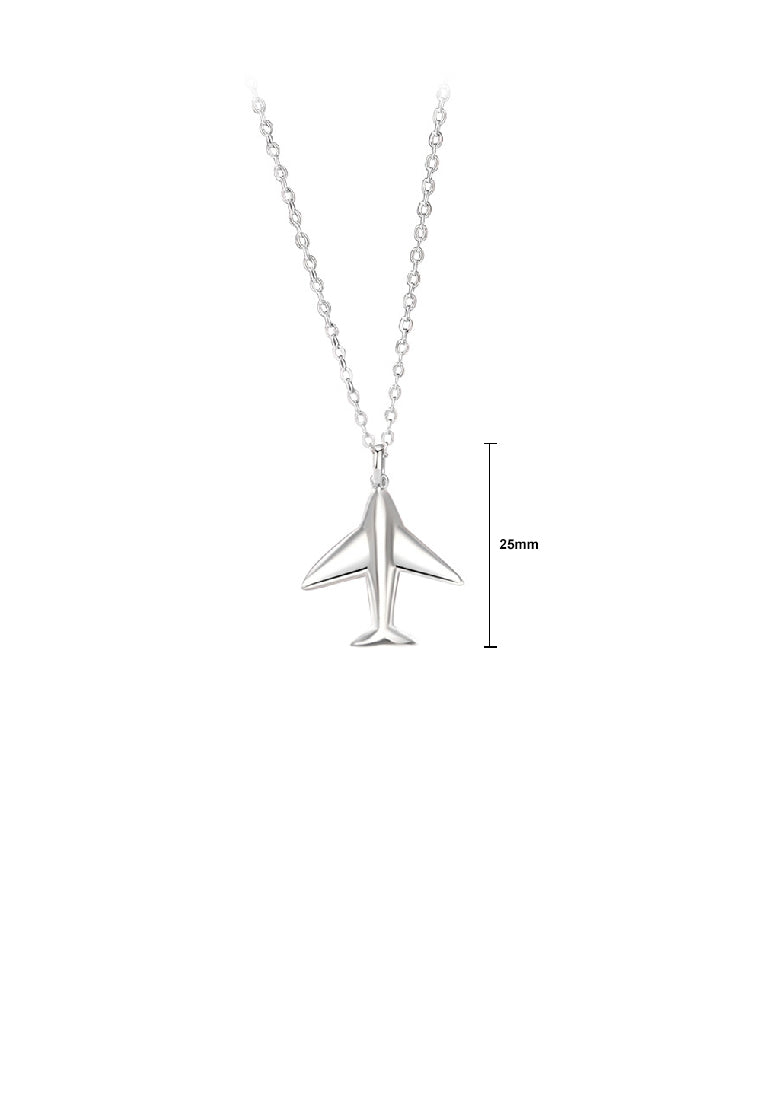 925 Sterling Silver Simple Fashion Airplane Couple Pendant with Necklace