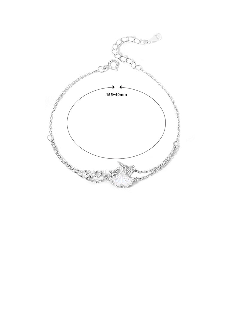 925 Sterling Silver Fashion and Simple Ginkgo Leaf Double Layer Bracelet