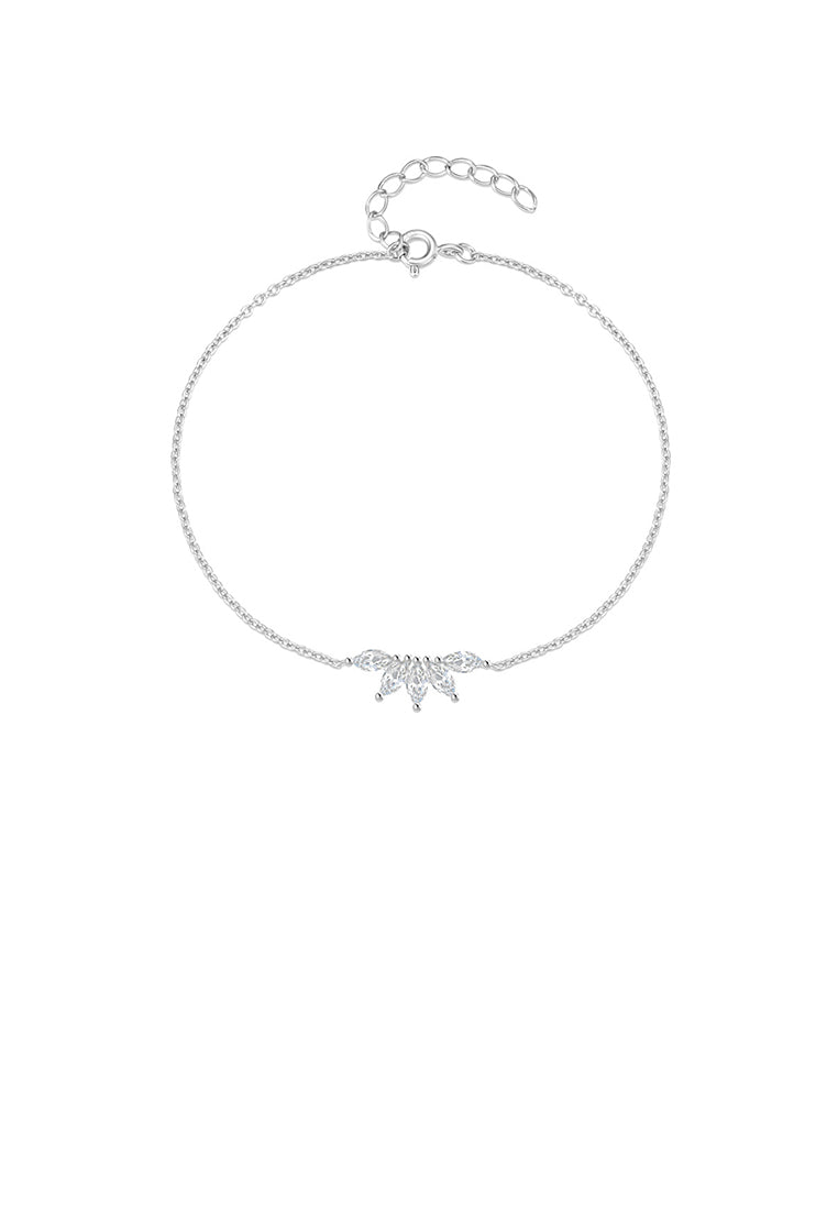 925 Sterling Silver Simple Fashion Geometric Bracelet with Cubic Zirconia - Luxurious Look