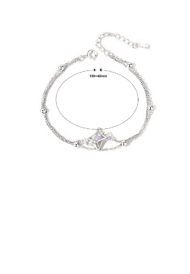 925 Sterling Silver Simple Temperament Planet Star Double Layer Bracelet with Cubic Zirconia - Luxurious Look