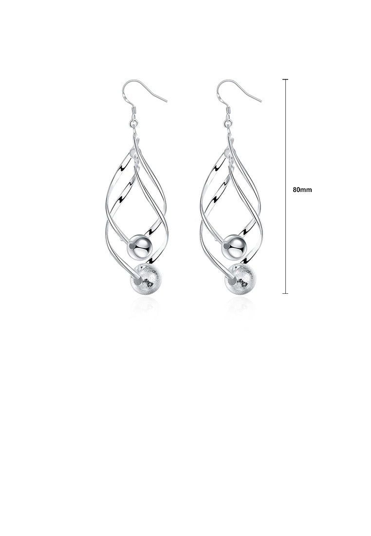 Simple Fashion Double Leaf Round Bead Earrings