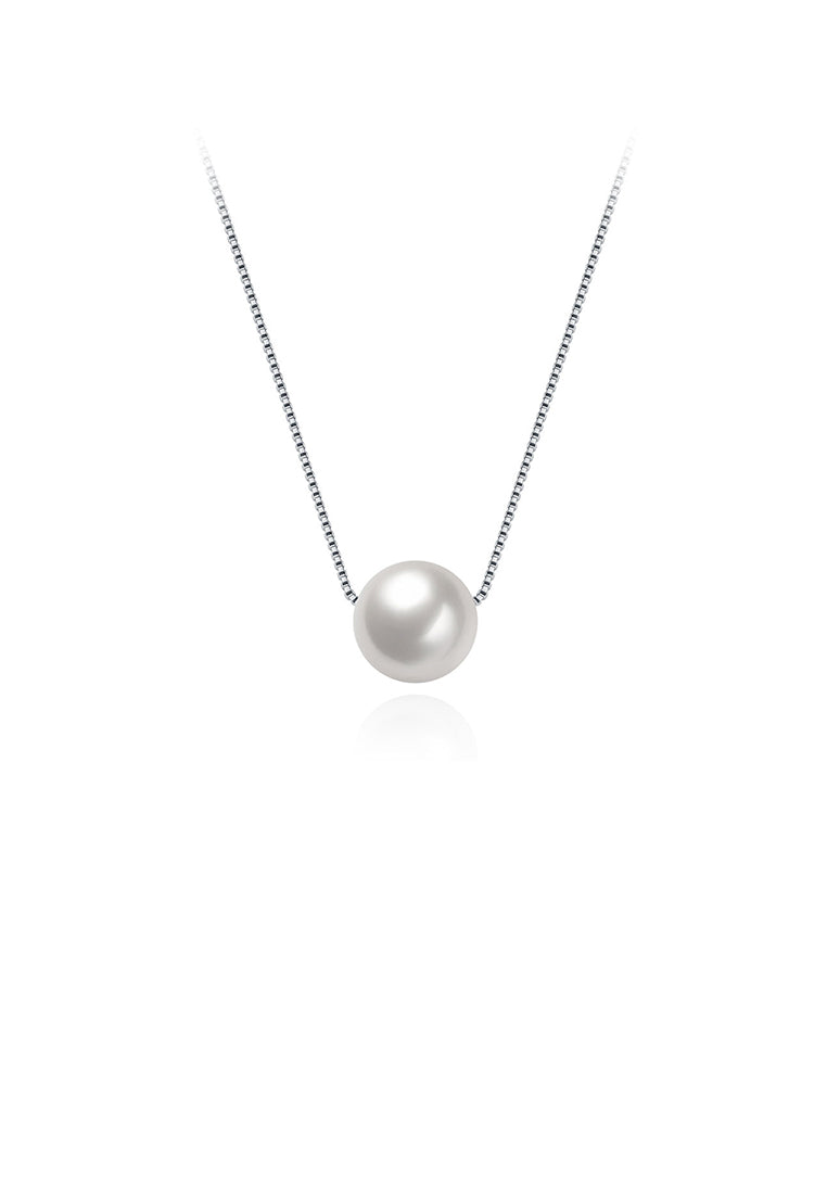 Simple 925 Sterling Silver Pearl Pendant Necklace - Luxurious Look