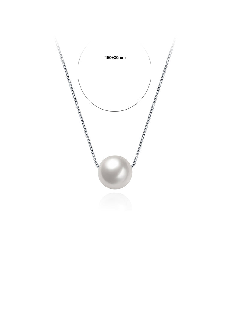 Simple 925 Sterling Silver Pearl Pendant Necklace - Luxurious Look