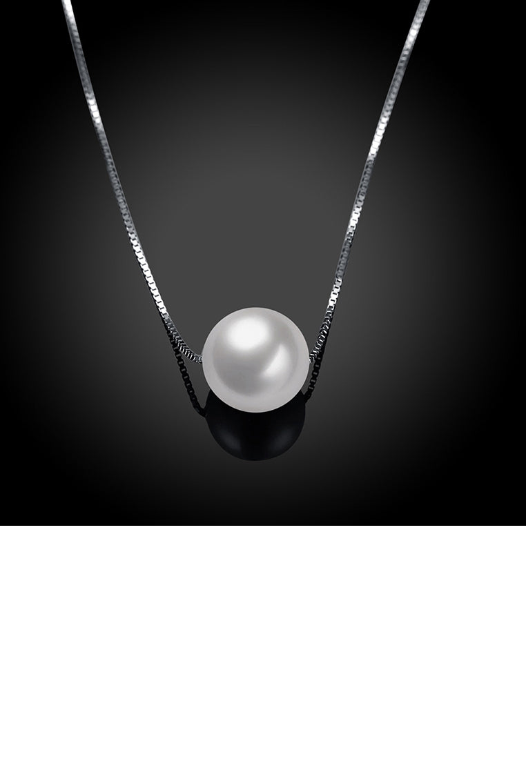 Simple 925 Sterling Silver Pearl Pendant Necklace - Luxurious Look
