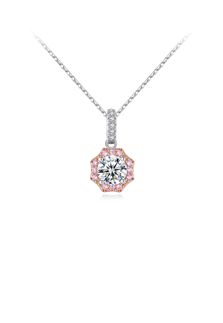 925 Sterling Silver Simple and Fashion Geometric Pendant with Cubic Zirconia and Necklace - Luxurious Look