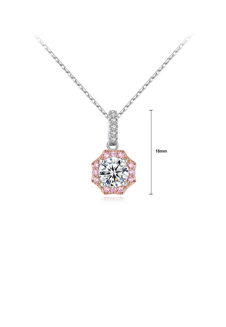 925 Sterling Silver Simple and Fashion Geometric Pendant with Cubic Zirconia and Necklace - Luxurious Look