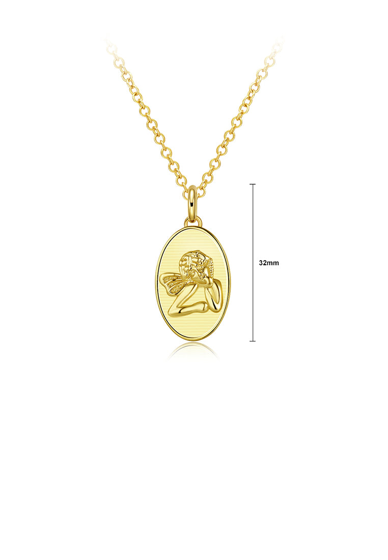 Fashion Simple Plated Gold Geometric Oval Human Pendant with Necklace