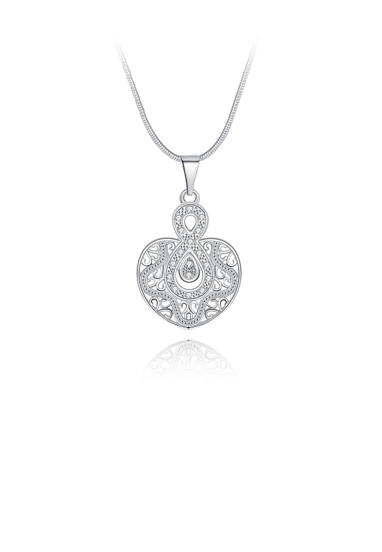 Elegant Hollow Heart Pendant with Austrian Element Crystal and Necklace