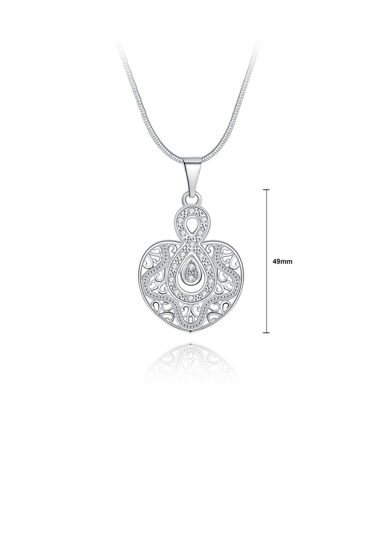 Elegant Hollow Heart Pendant with Austrian Element Crystal and Necklace