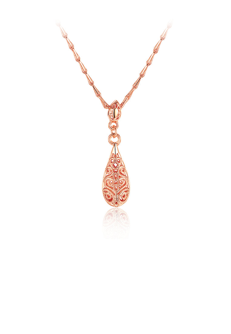 Plated Rose Gold Water Drop Pendant with Necklace