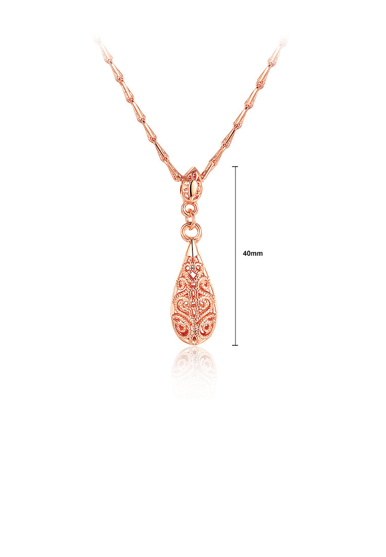 Plated Rose Gold Water Drop Pendant with Necklace