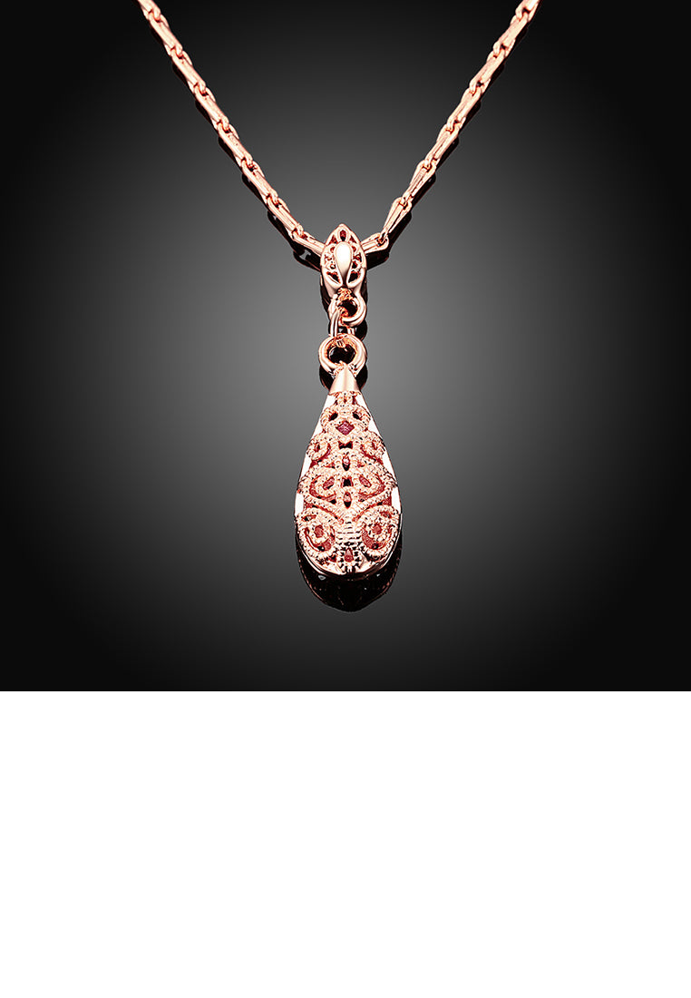 Plated Rose Gold Water Drop Pendant with Necklace