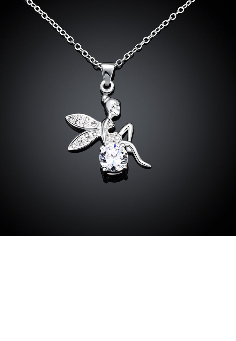 Fashion Cute Angel Pendant with Cubic Zircon and Necklace