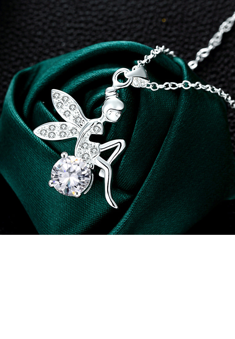 Fashion Cute Angel Pendant with Cubic Zircon and Necklace