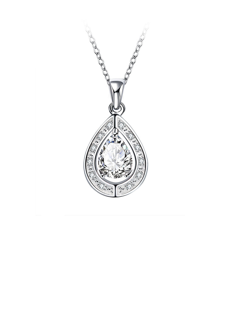 Fashion and Elegant Water Drop-shaped Pendant with White Cubic Zircon and Necklace