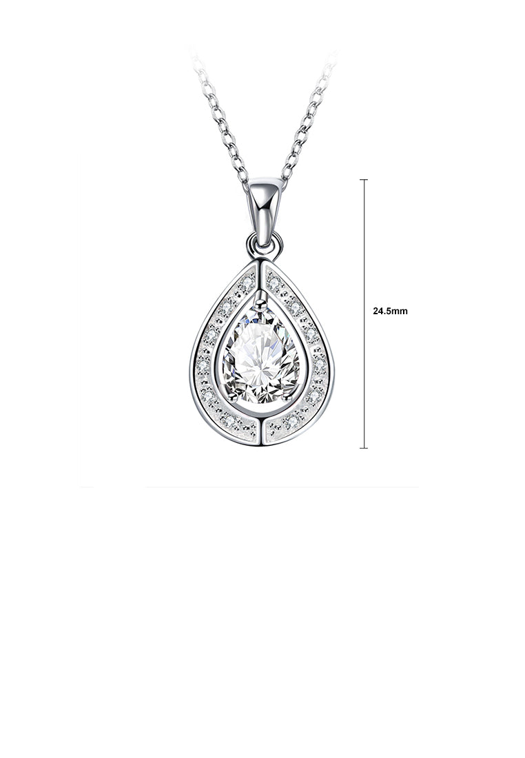 Fashion and Elegant Water Drop-shaped Pendant with White Cubic Zircon and Necklace