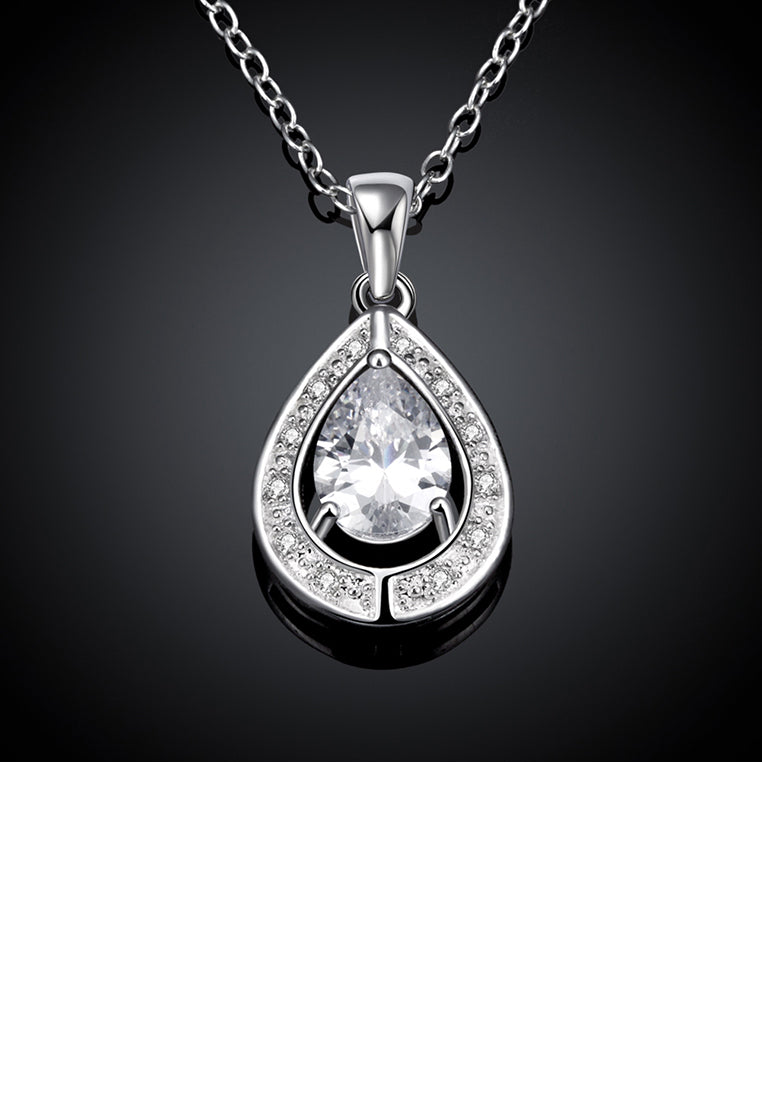 Fashion and Elegant Water Drop-shaped Pendant with White Cubic Zircon and Necklace