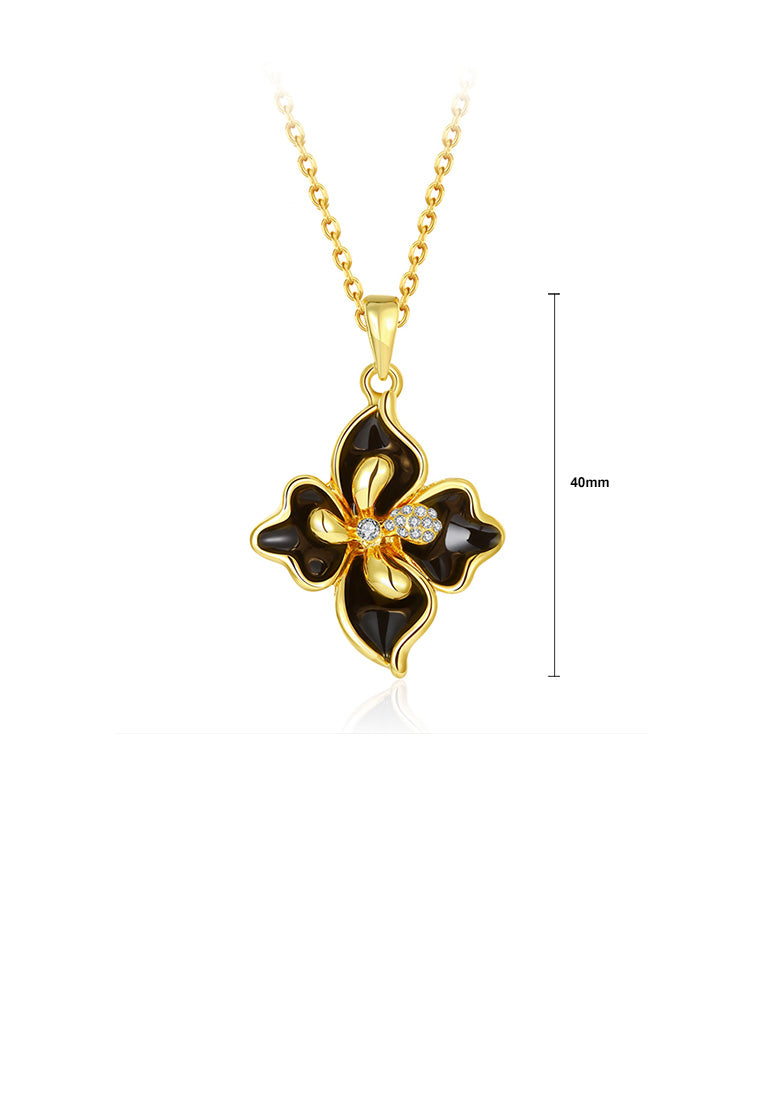 Elegant and Fashion Plated Gold Four-leafed Clover Pendant with Austrian Element Crystal and Necklace