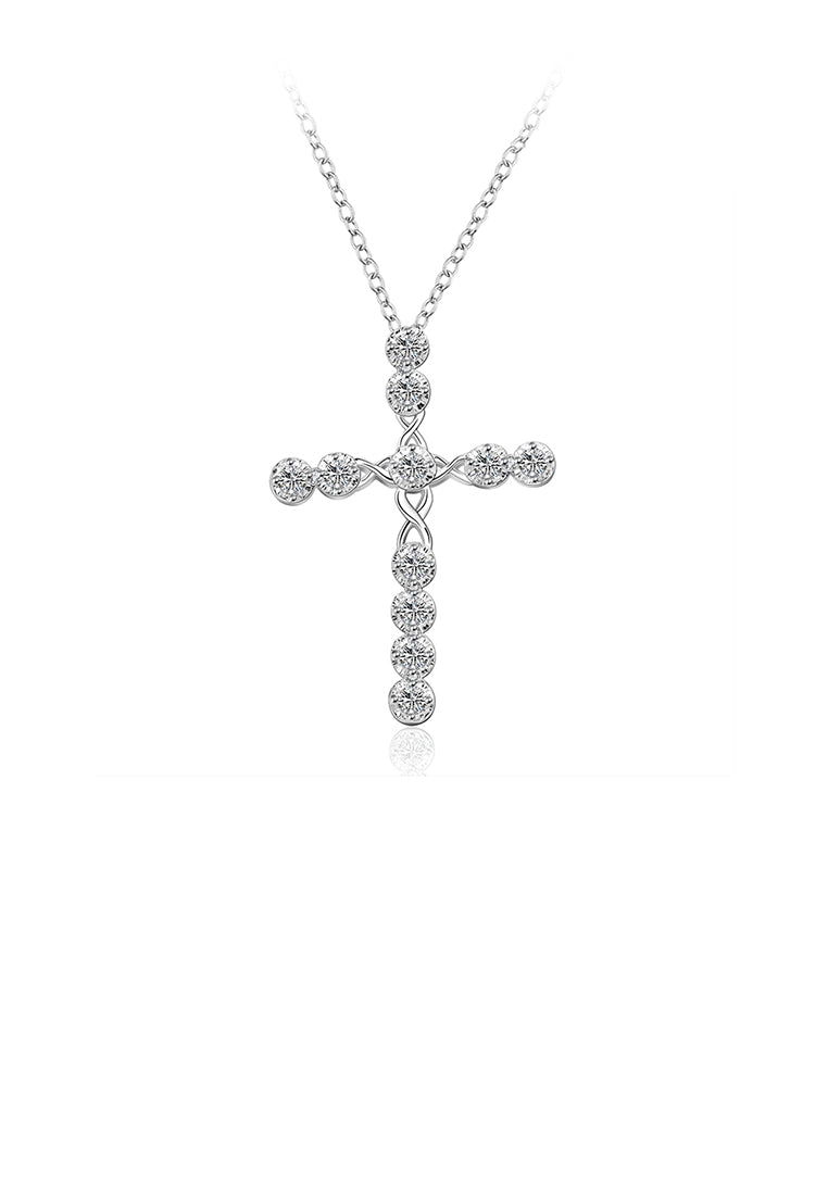Elegant Fashion Simple Cross Cubic Zircon Pendant and Necklace