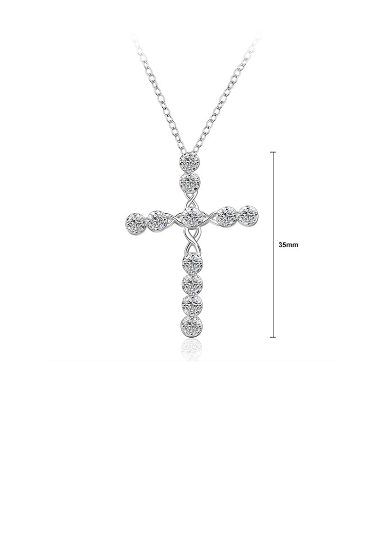 Elegant Fashion Simple Cross Cubic Zircon Pendant and Necklace
