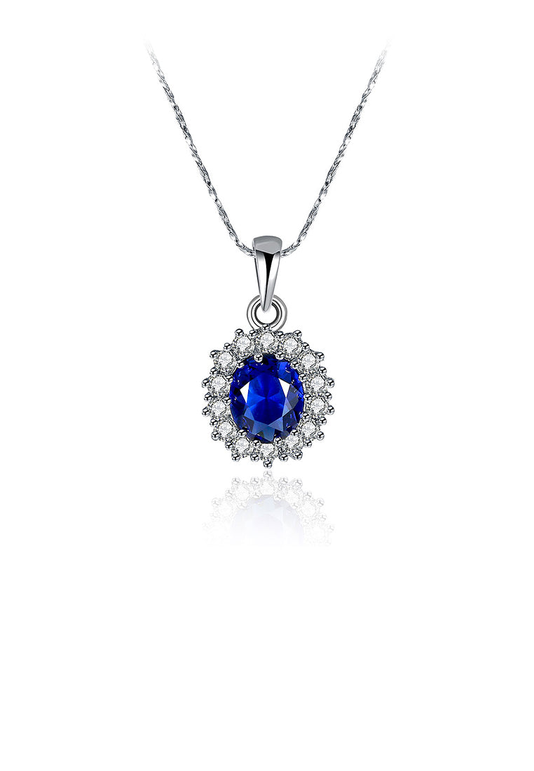 Fashion Flower Pendant with Blue Austrian Element Crystal and Necklace