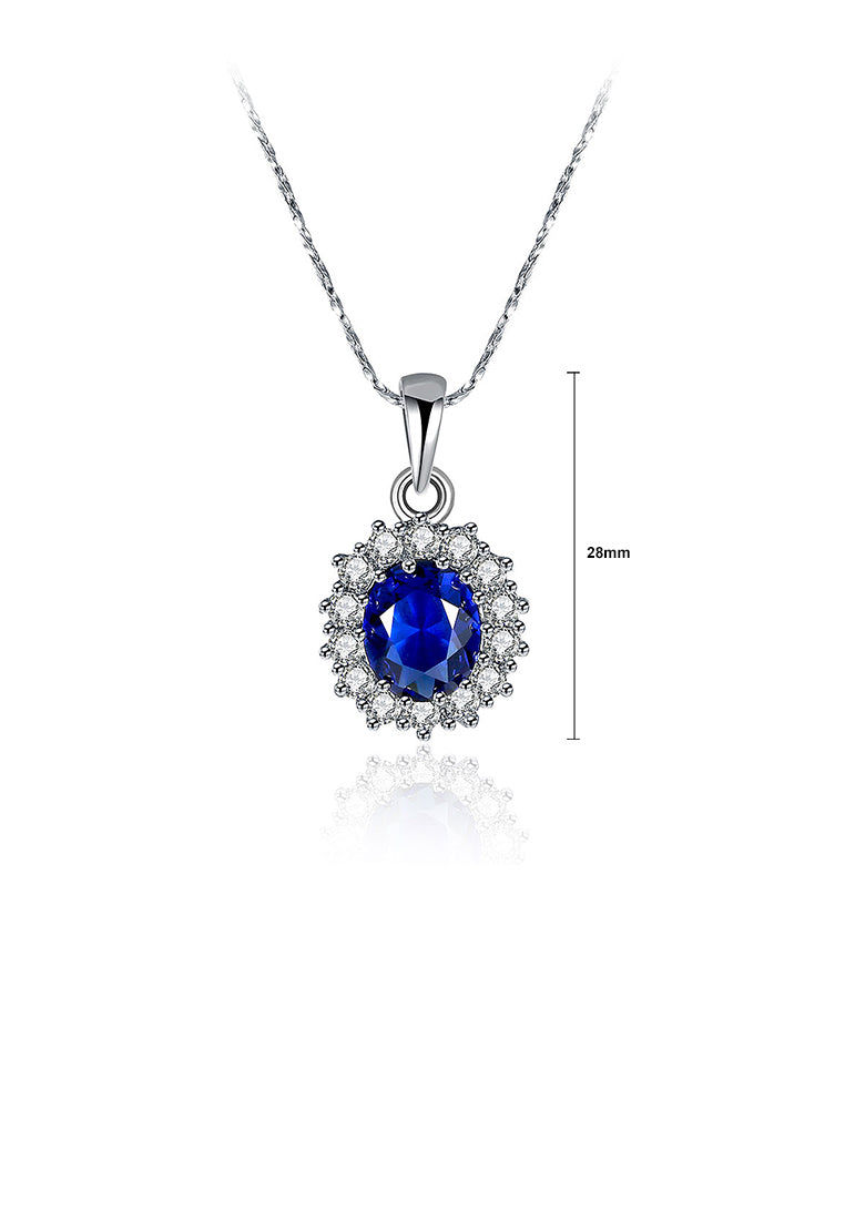 Fashion Flower Pendant with Blue Austrian Element Crystal and Necklace