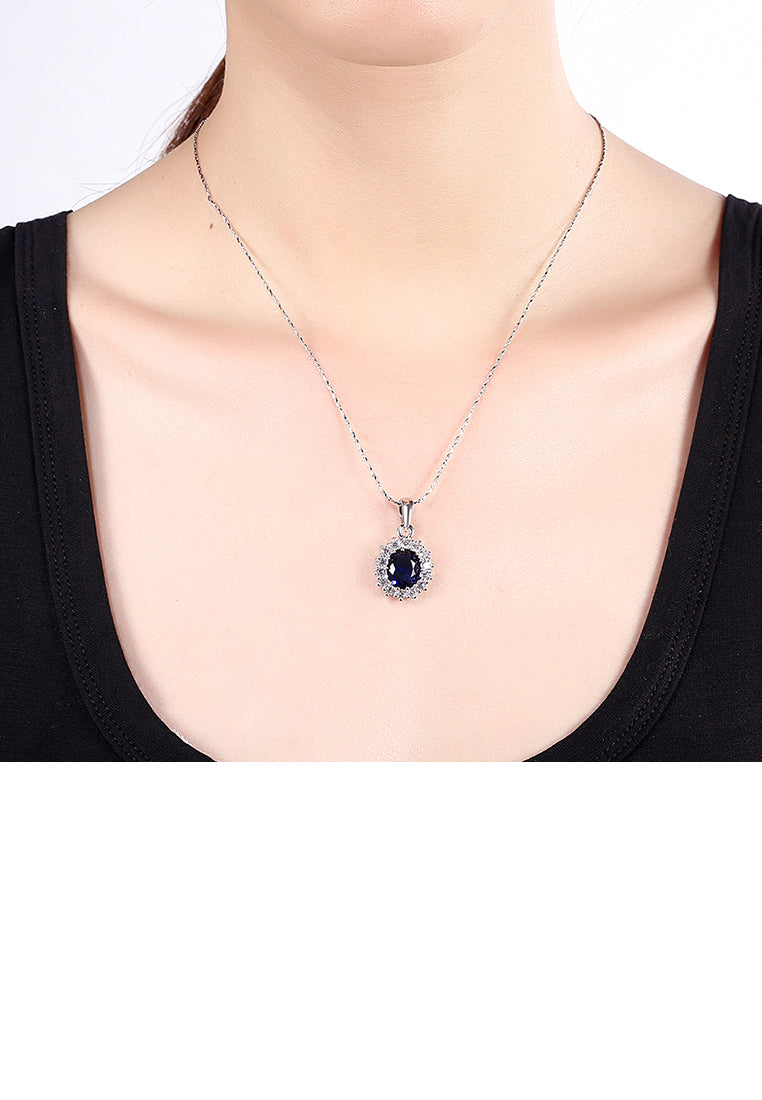 Fashion Flower Pendant with Blue Austrian Element Crystal and Necklace