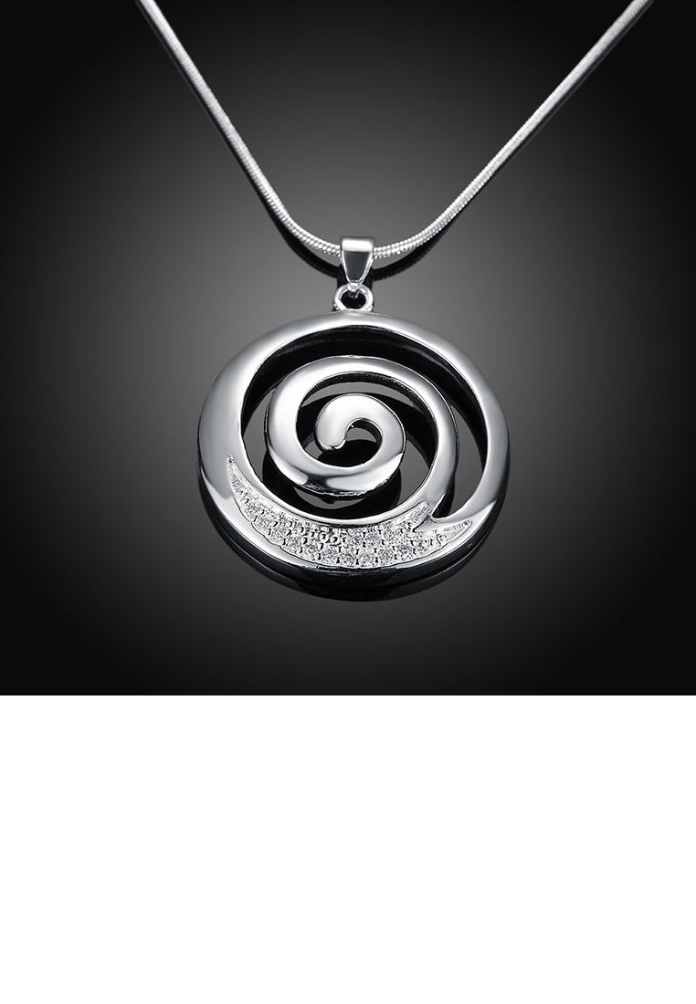 Simple and Fashion Round Pendant with Cubic Zircon and Necklace