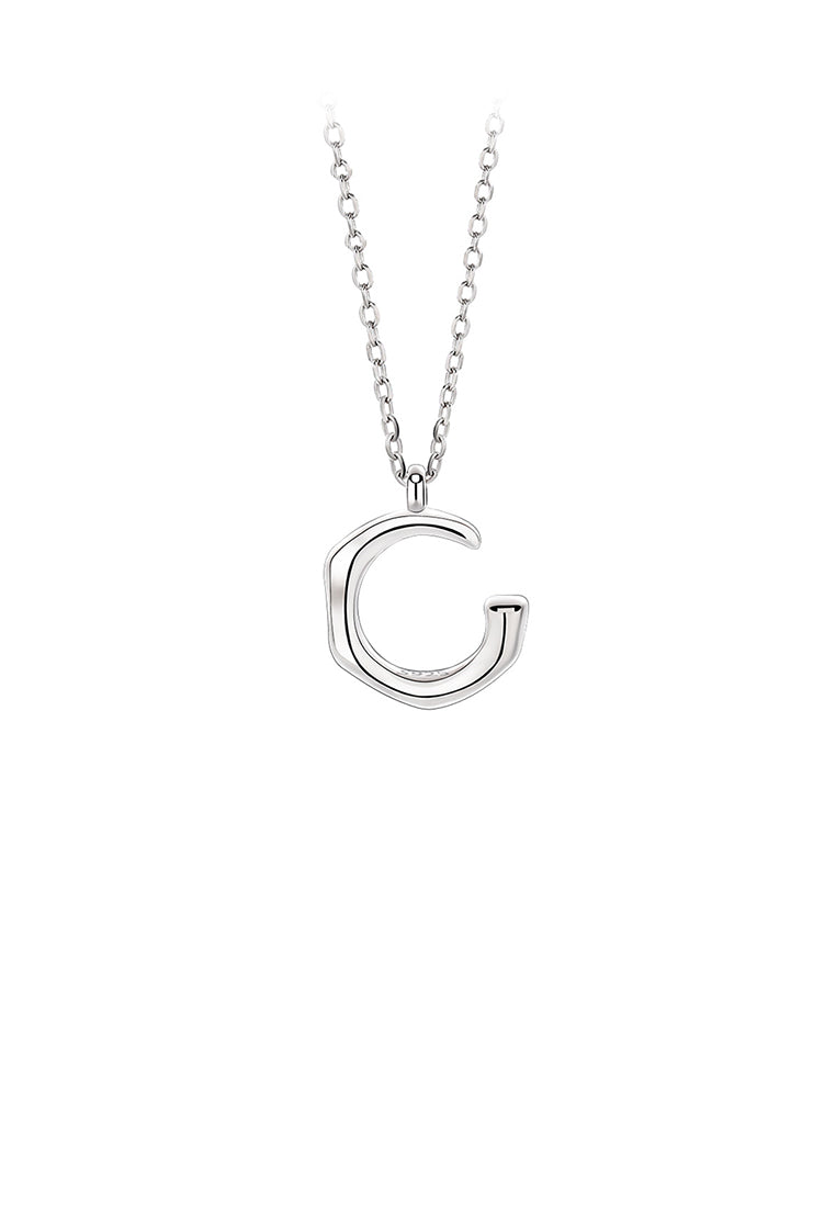 925 Sterling Silver Fashion Simple C-shaped Pendant with Necklace