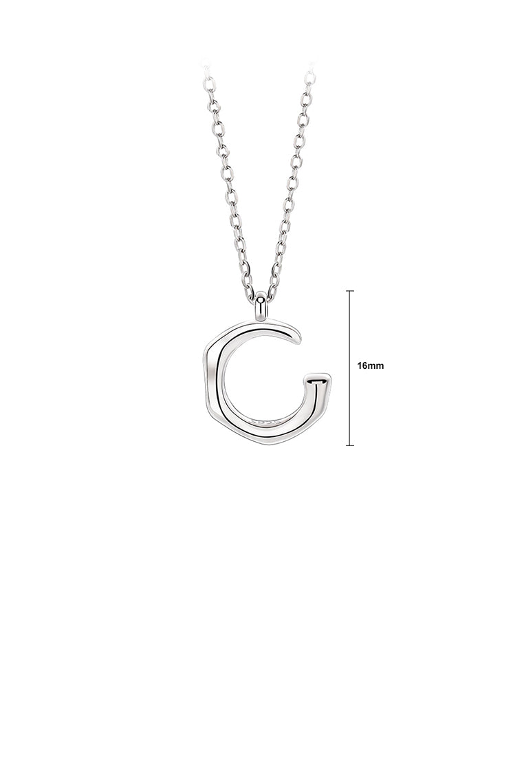 925 Sterling Silver Fashion Simple C-shaped Pendant with Necklace