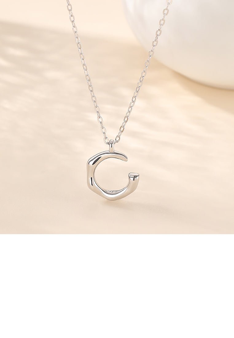 925 Sterling Silver Fashion Simple C-shaped Pendant with Necklace