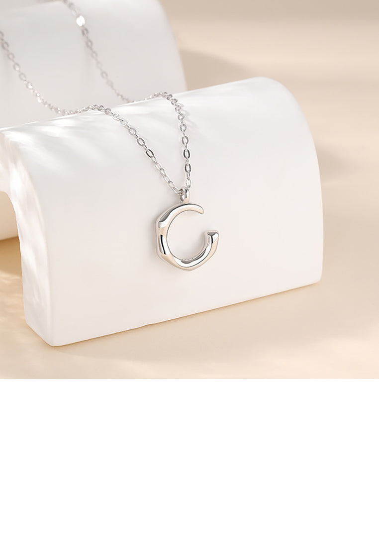925 Sterling Silver Fashion Simple C-shaped Pendant with Necklace