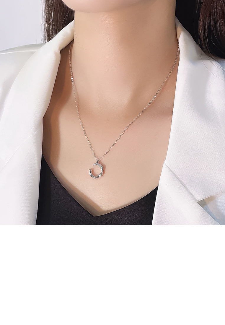 925 Sterling Silver Fashion Simple C-shaped Pendant with Necklace