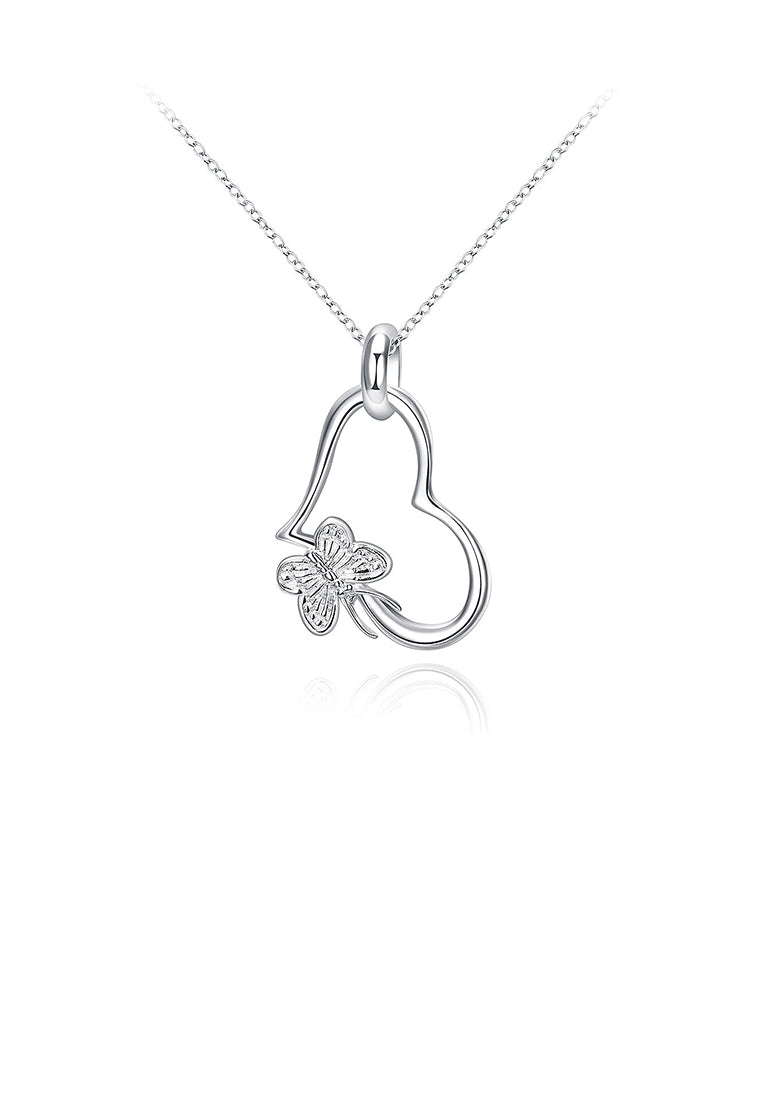 Simple Butterfly Heart Pendant with Necklace