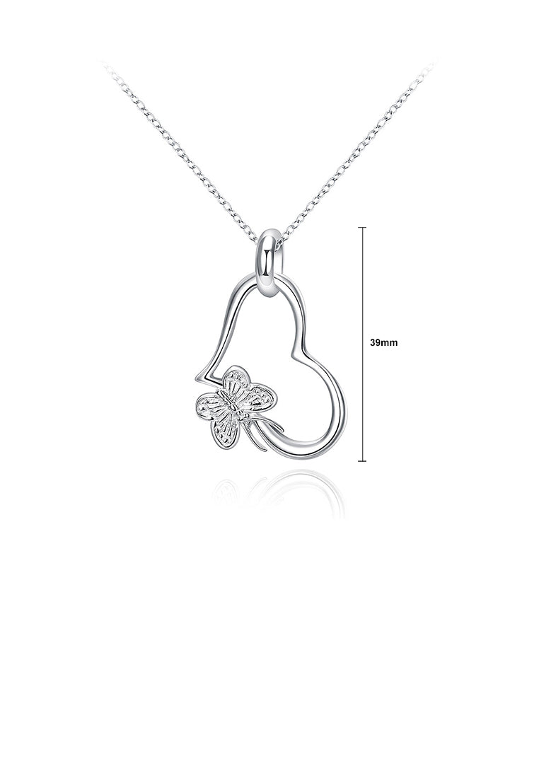 Simple Butterfly Heart Pendant with Necklace