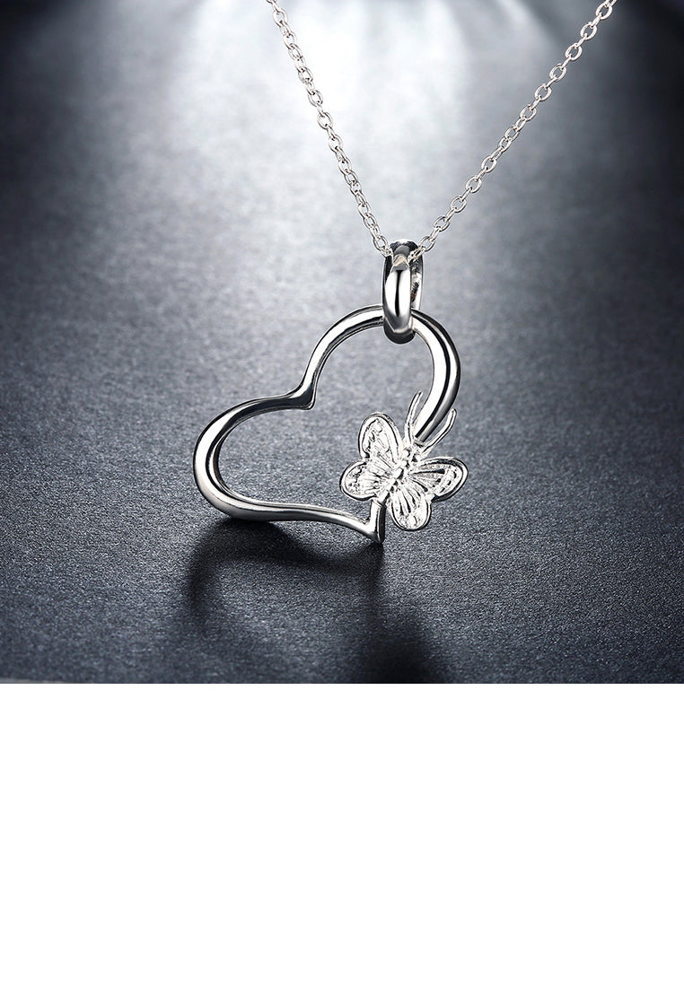 Simple Butterfly Heart Pendant with Necklace