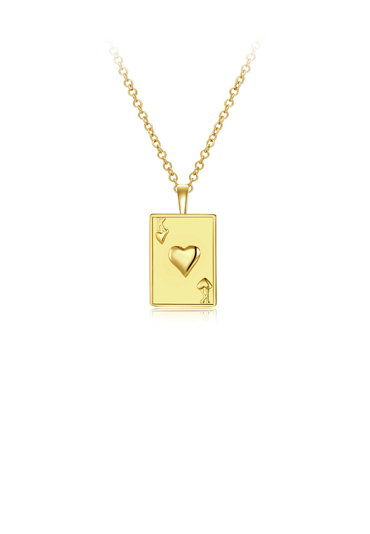 Fashion and Simple Plated Gold Poker K Pendant with Necklace