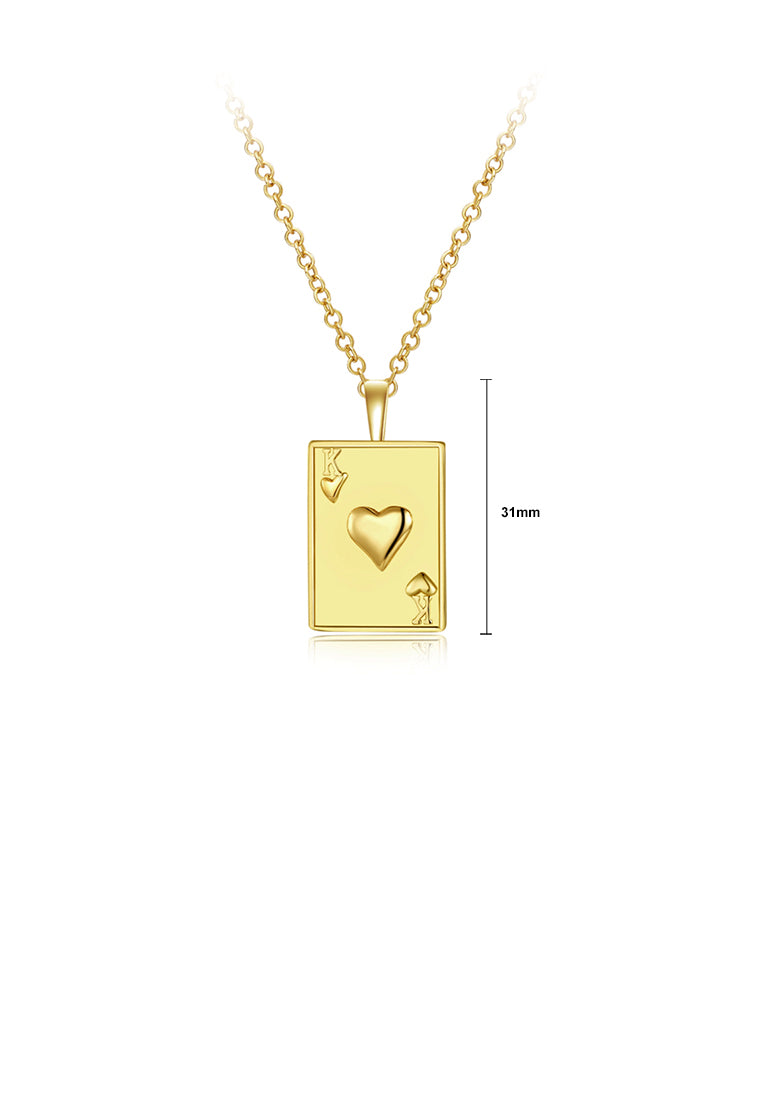 Fashion and Simple Plated Gold Poker K Pendant with Necklace