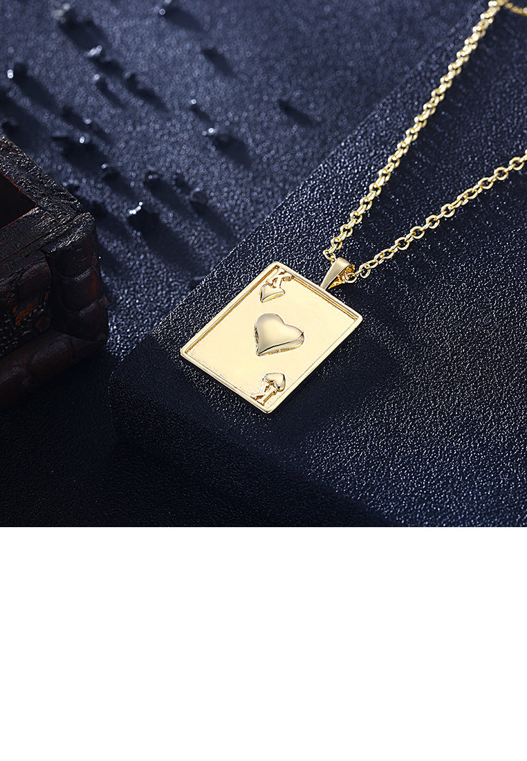 Fashion and Simple Plated Gold Poker K Pendant with Necklace