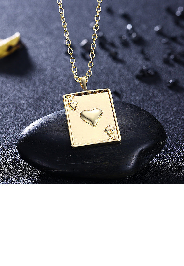 Fashion and Simple Plated Gold Poker K Pendant with Necklace