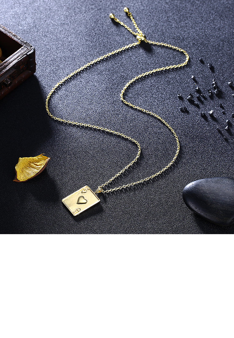 Fashion and Simple Plated Gold Poker K Pendant with Necklace