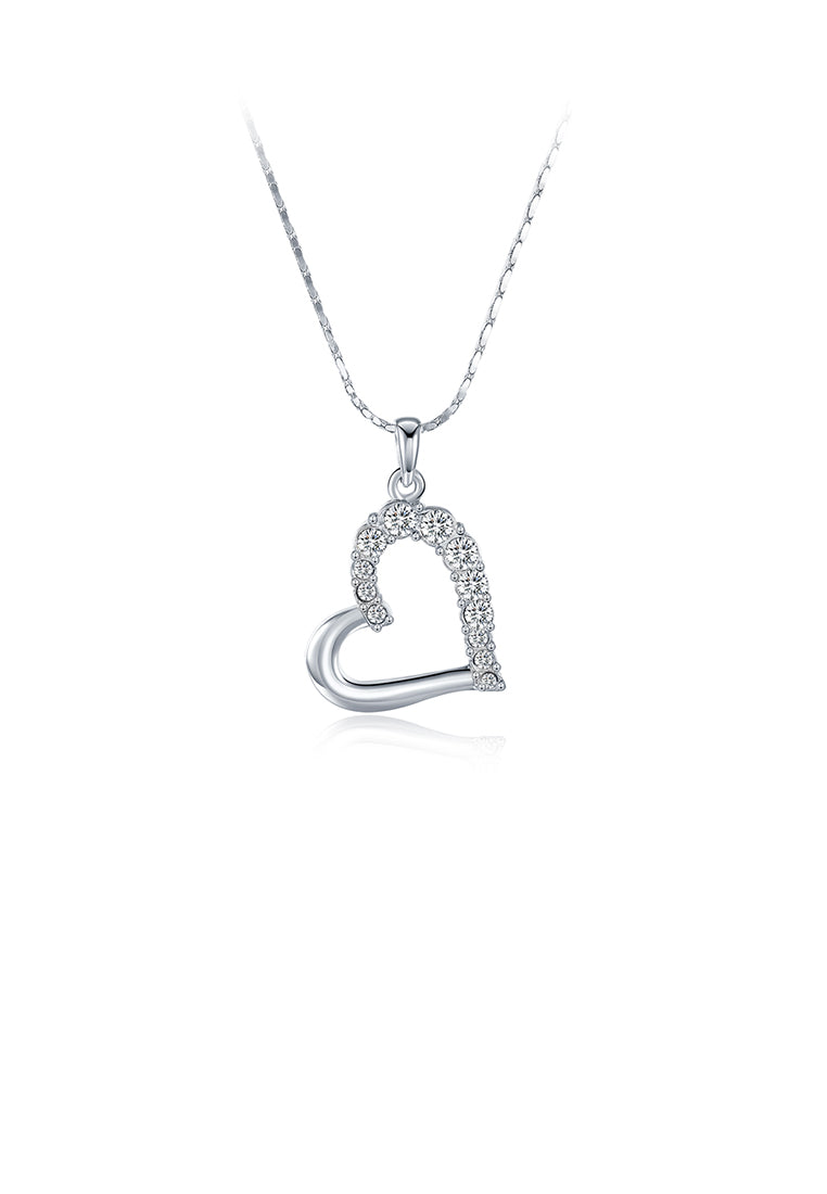 Simple Romantic Hollow Heart Pendant with Austrian Element Crystal and Necklace