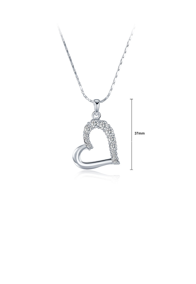 Simple Romantic Hollow Heart Pendant with Austrian Element Crystal and Necklace
